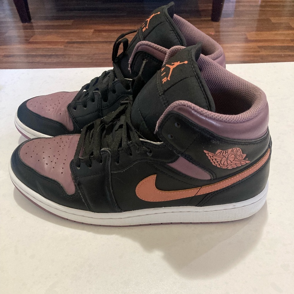 Jordan Men's Black and Pink High-Top Sneakers